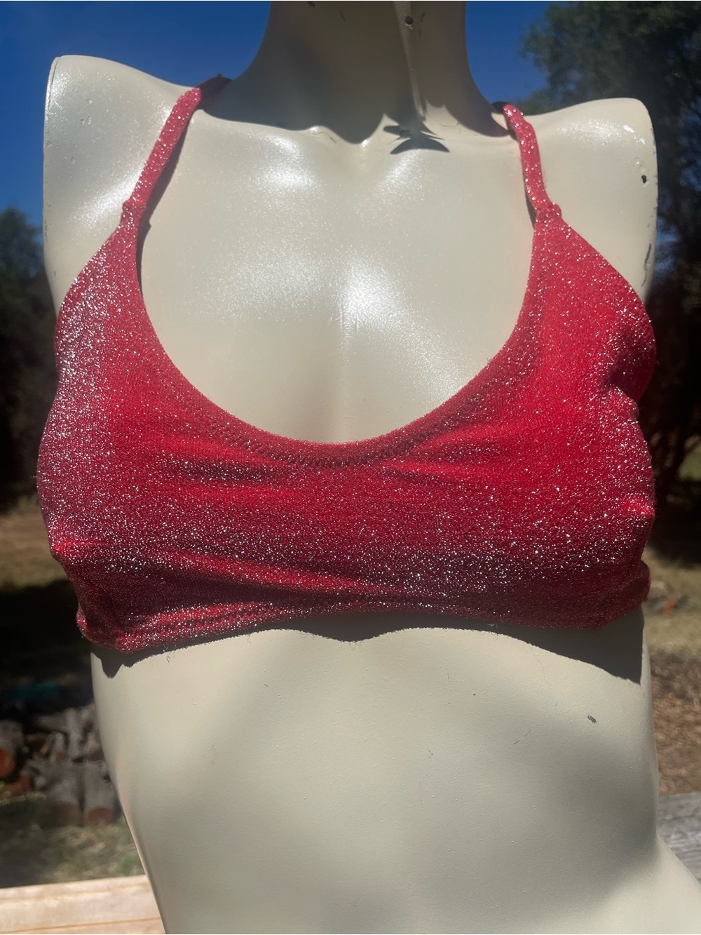 Light Red Glitter bikini top or bralette
